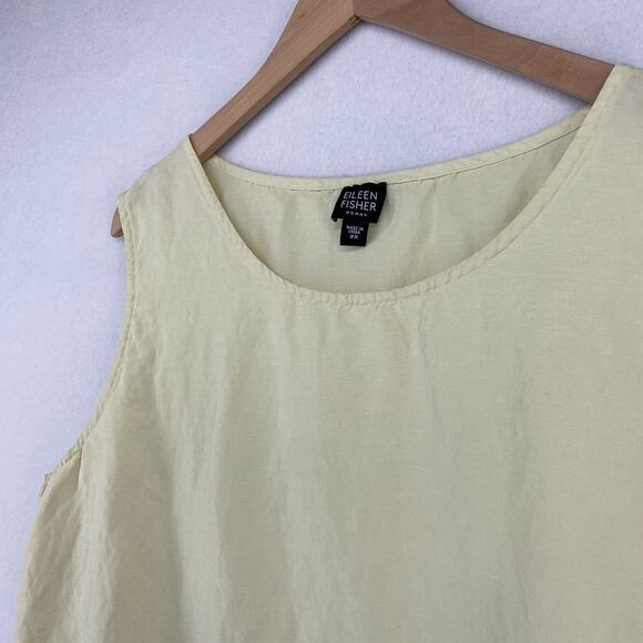 EILEEN FISHER Tank Top 3X Plus Linen Silk Woven Round Neck Shell Yellow - Picture 4 of 12